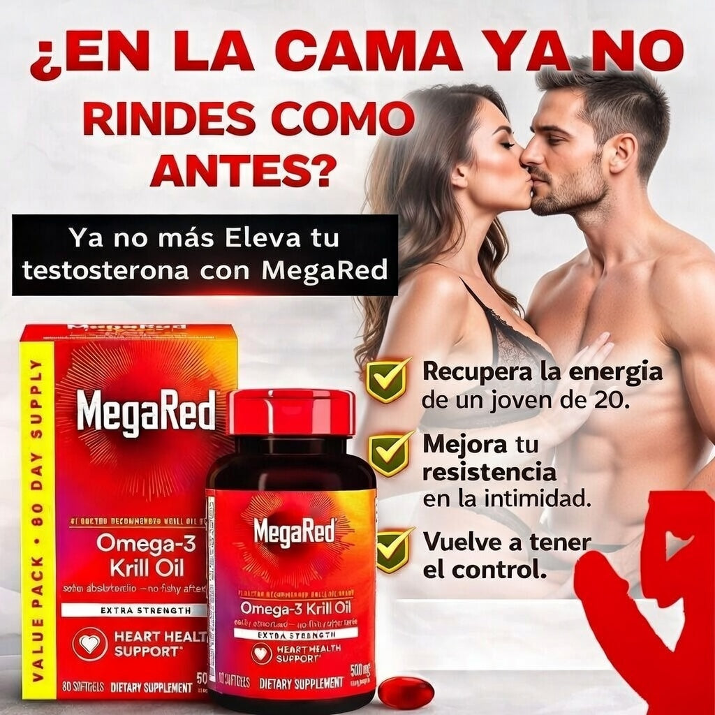 MegaRed Omega-3s® | Potencia sexual brutal y erecciones de acero con Aceite de Krill puro cargado de Omega-3, EPA y DHA – Despierta al macho que llevas dentro