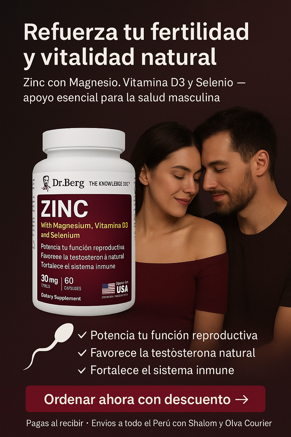 Zinc con Magnesio, Vitamina D3 y Selenio – 30 mg de Zinc – 60 cápsulas vegetales