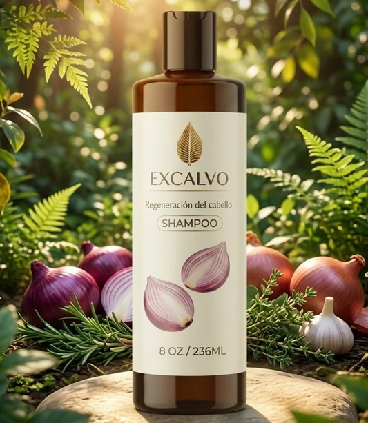 Shampoo Excalvo: tratamiento capilar artesanal diseñado principalmente para hombres que enfrentan la pérdida de cabello, adelgazamiento o entradas