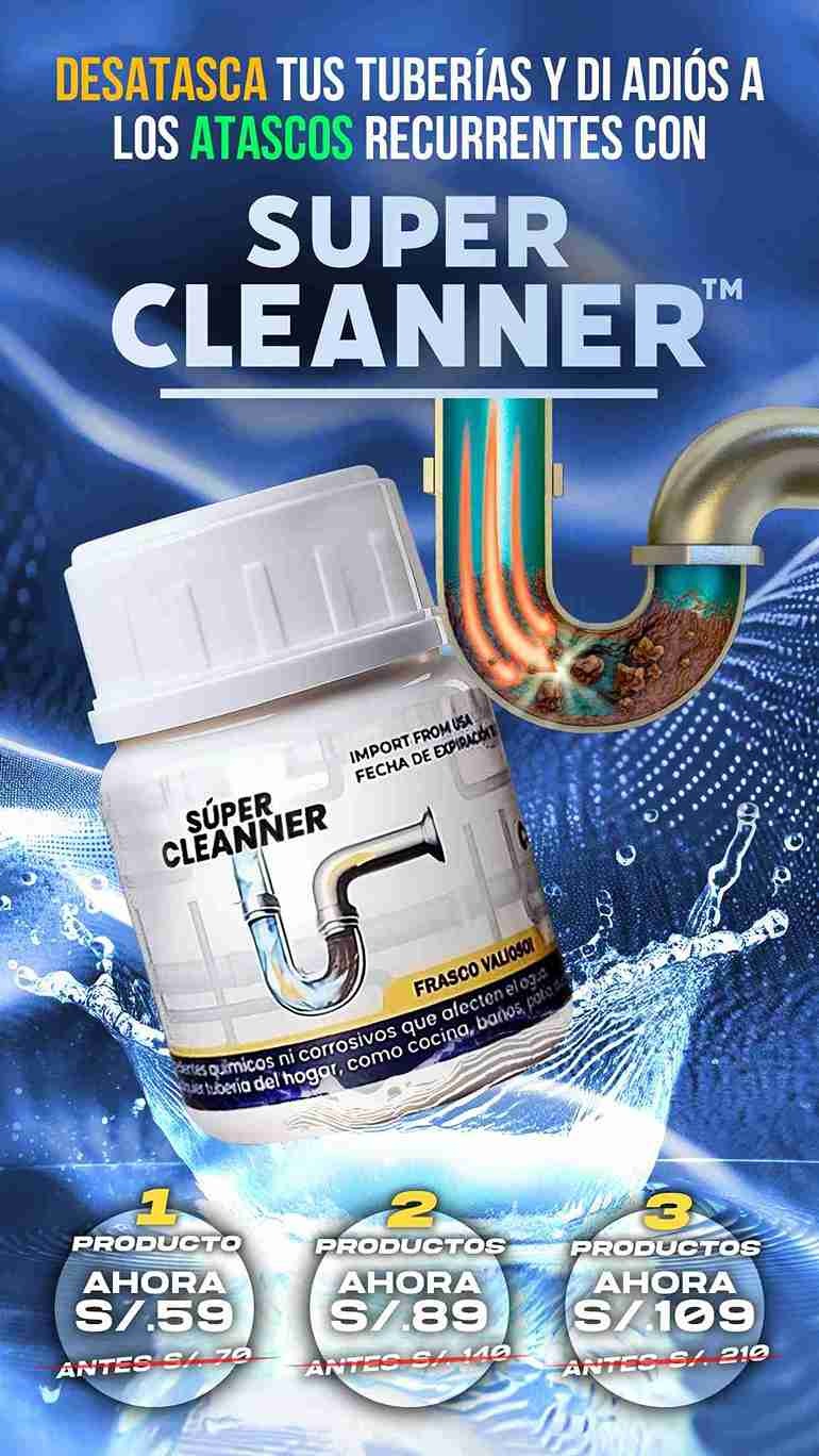 SUPER CLEANNER :🌀✨ Fórmula Poderosa que Disuelve Grasa, Cabello y Residuos al Instante