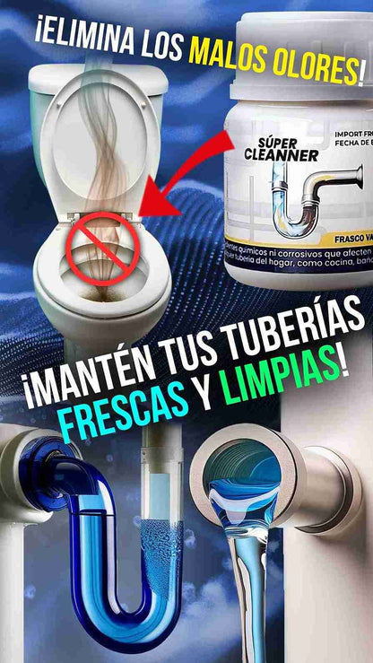 SUPER CLEANNER :🌀✨ Fórmula Poderosa que Disuelve Grasa, Cabello y Residuos al Instante