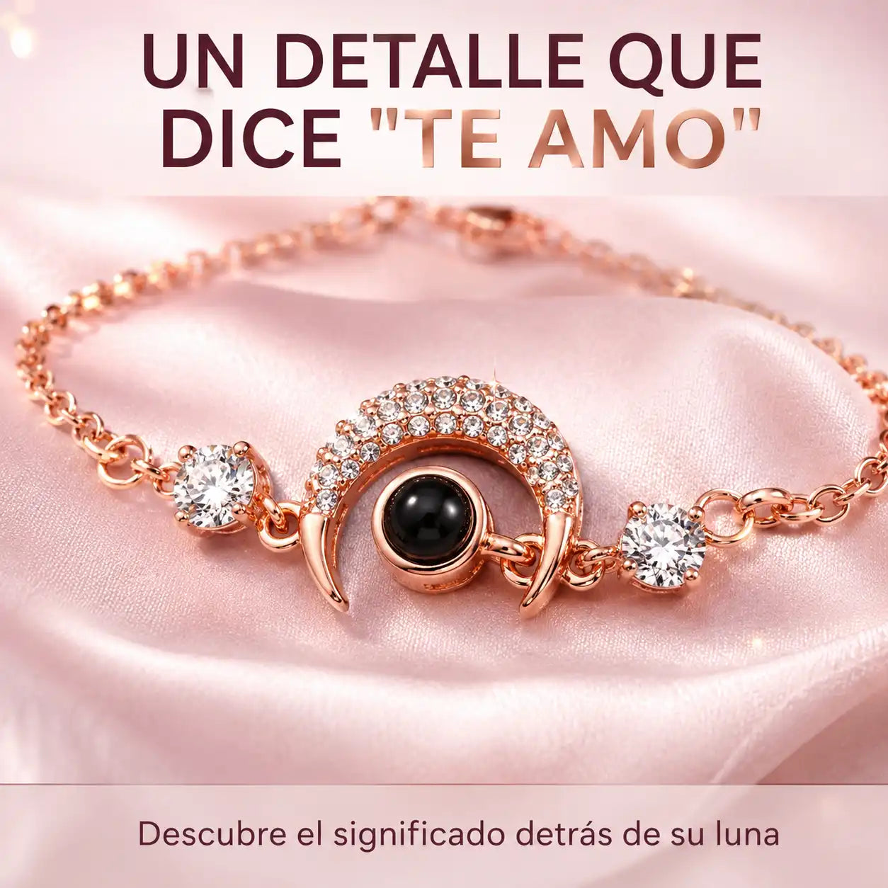 Pulsera de Acero Inoxidable con Dije de Luna — Expresa tu amor con elegancia