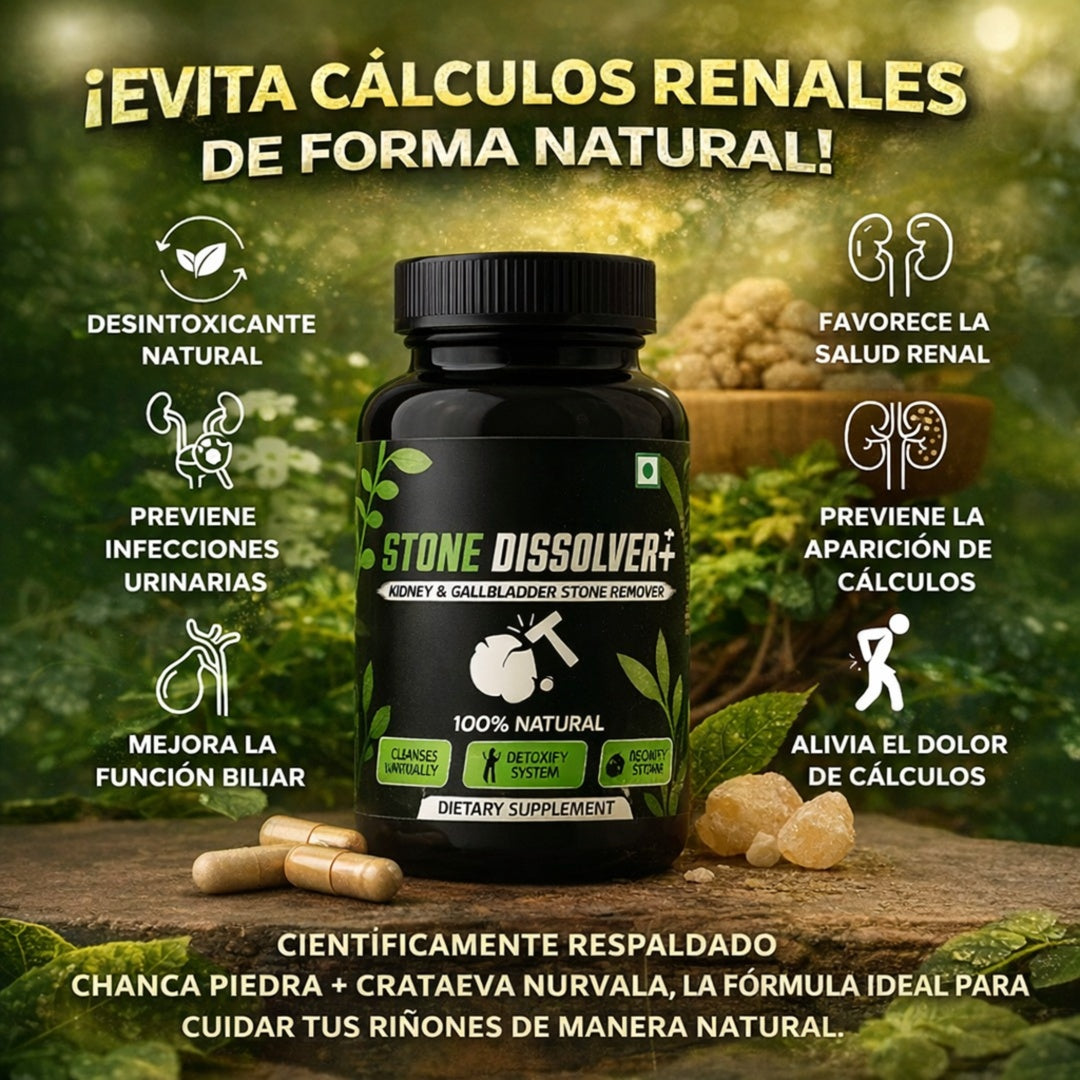 EL EXITOSO SUPLEMENTO NATURAL ¡STONE DISSOLVER!: Disolvente Natural de Cálculos Renales 100% Puro y Orgánico